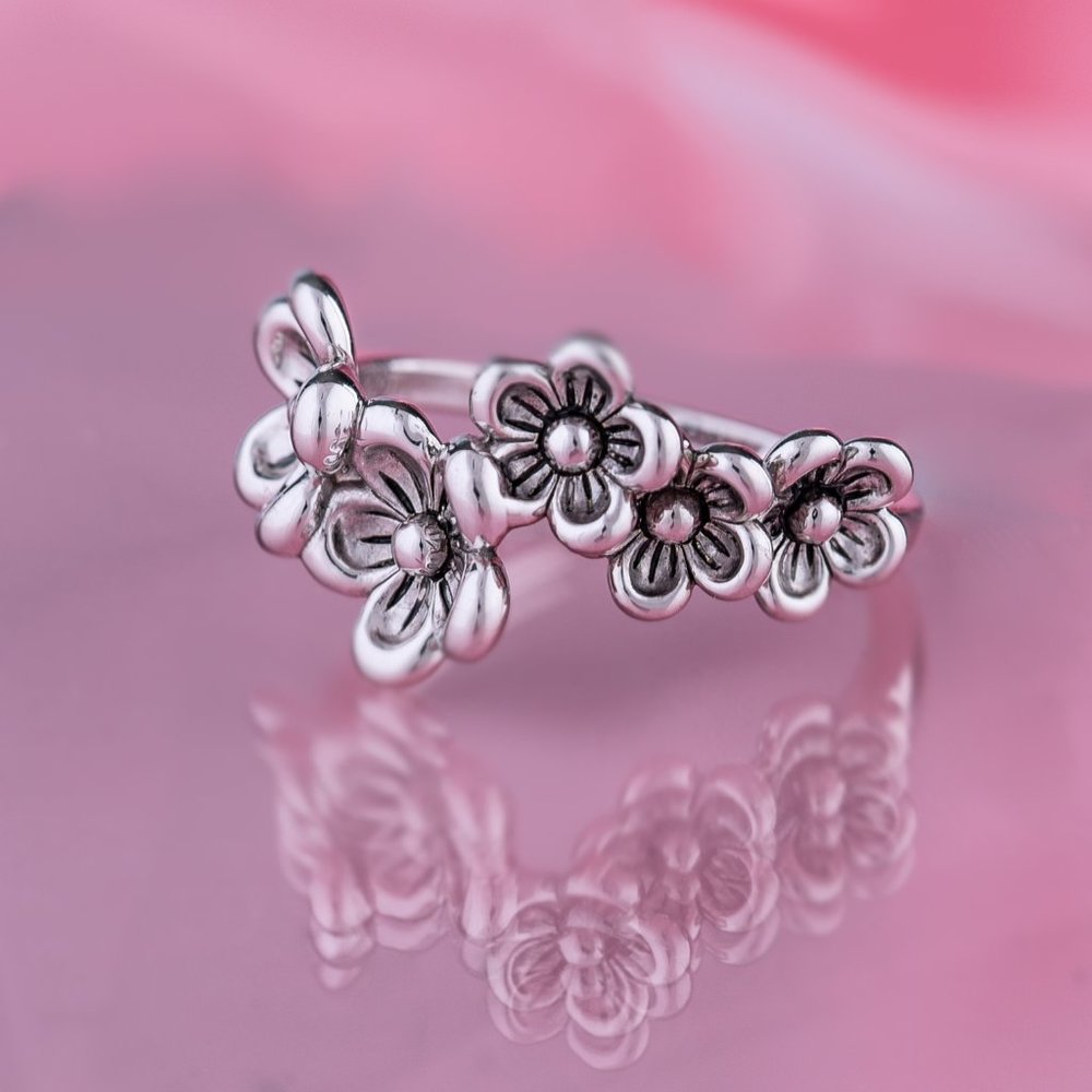 925 Sterling Silver Flowers Ring